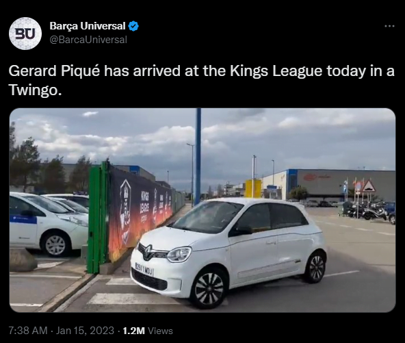 Gerard Piqué has arrived at the Kings League today in a Twingo.