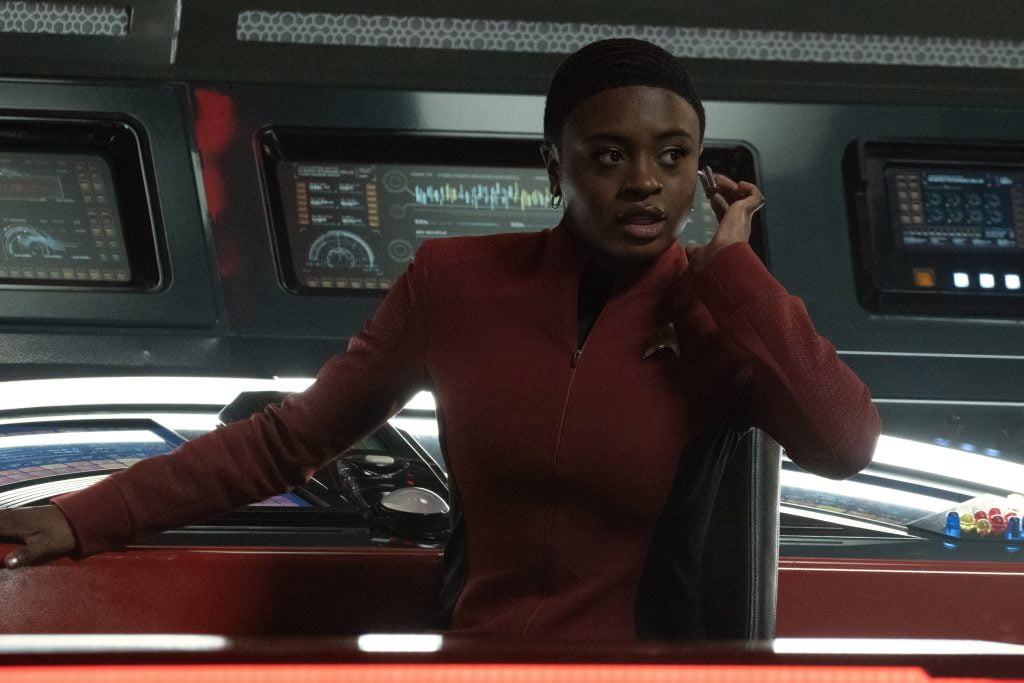 Celia Rose Gooding as Uhura in The Broken Circle Strange New Worlds Episode 1