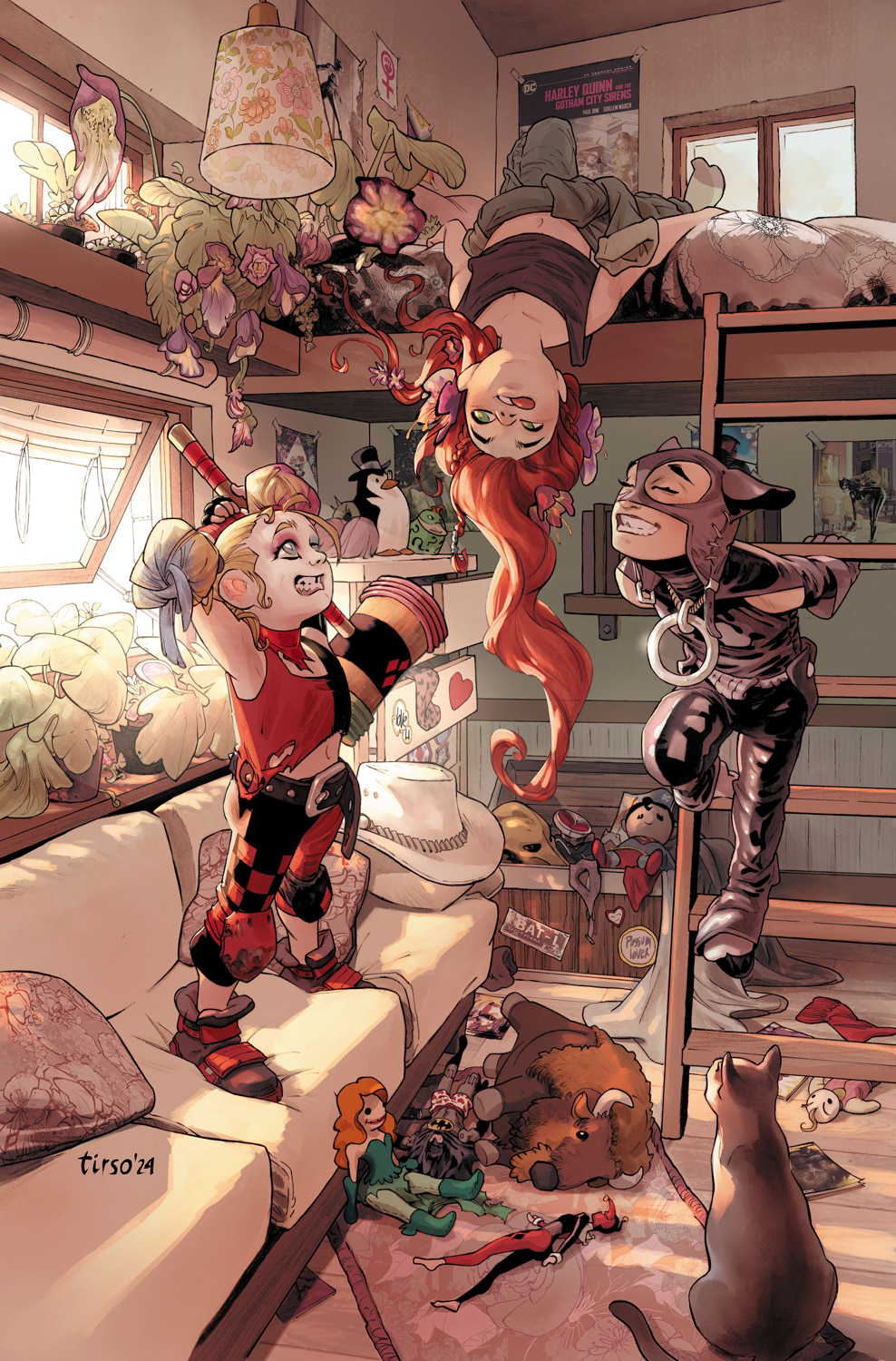 Gotham City Sirens 1:25 variant cover featuring Harley Quinn, Poison Ivy, and Catwoman by Tirso