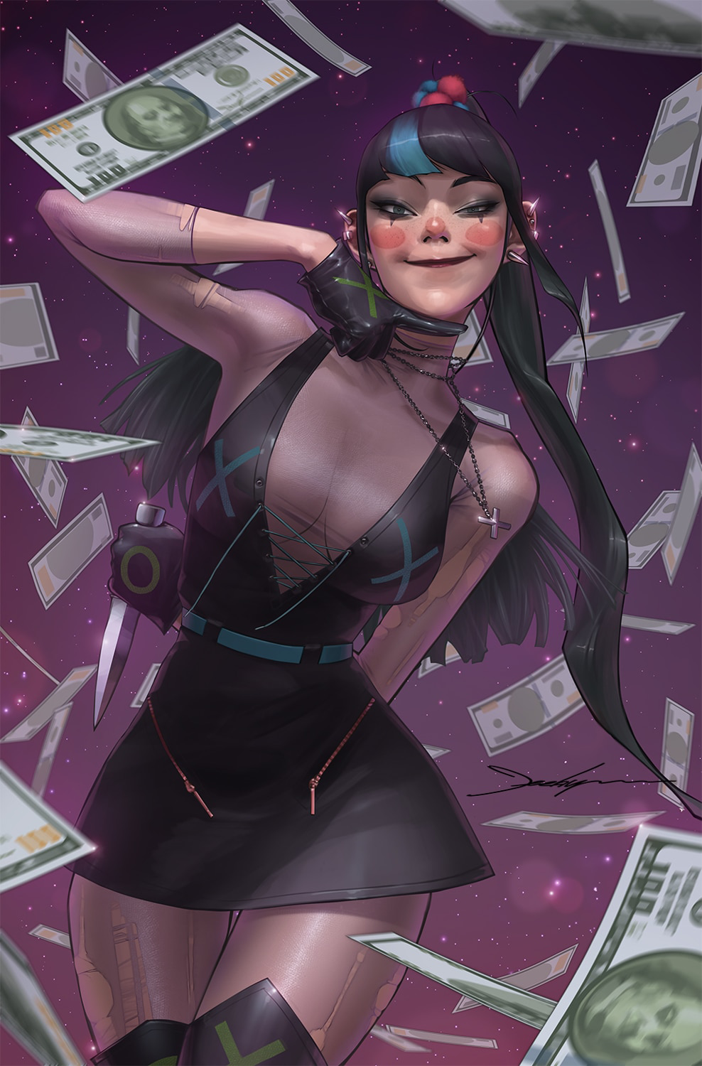 Gotham City Sirens Punchline variant cover by Jeehyung Lee