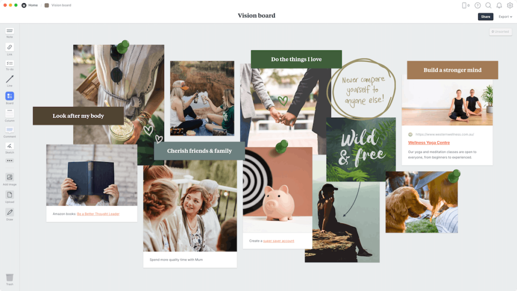 milanote app vision board