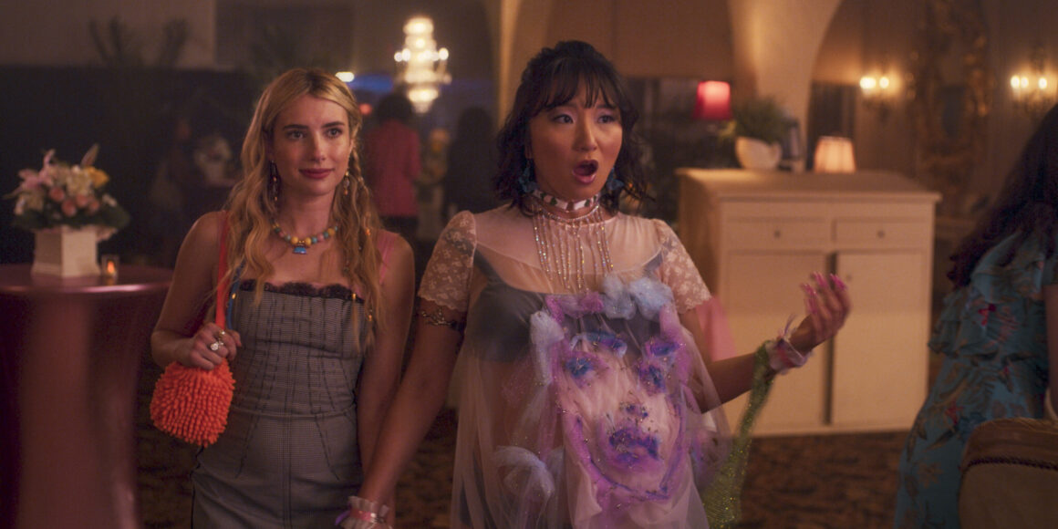 Rex (Emma Roberts) and Nadine (Poppy Liu) in SPACE CADET Photo Credit: Courtesy of Prime © AMAZON CONTENT SERVICES LLC