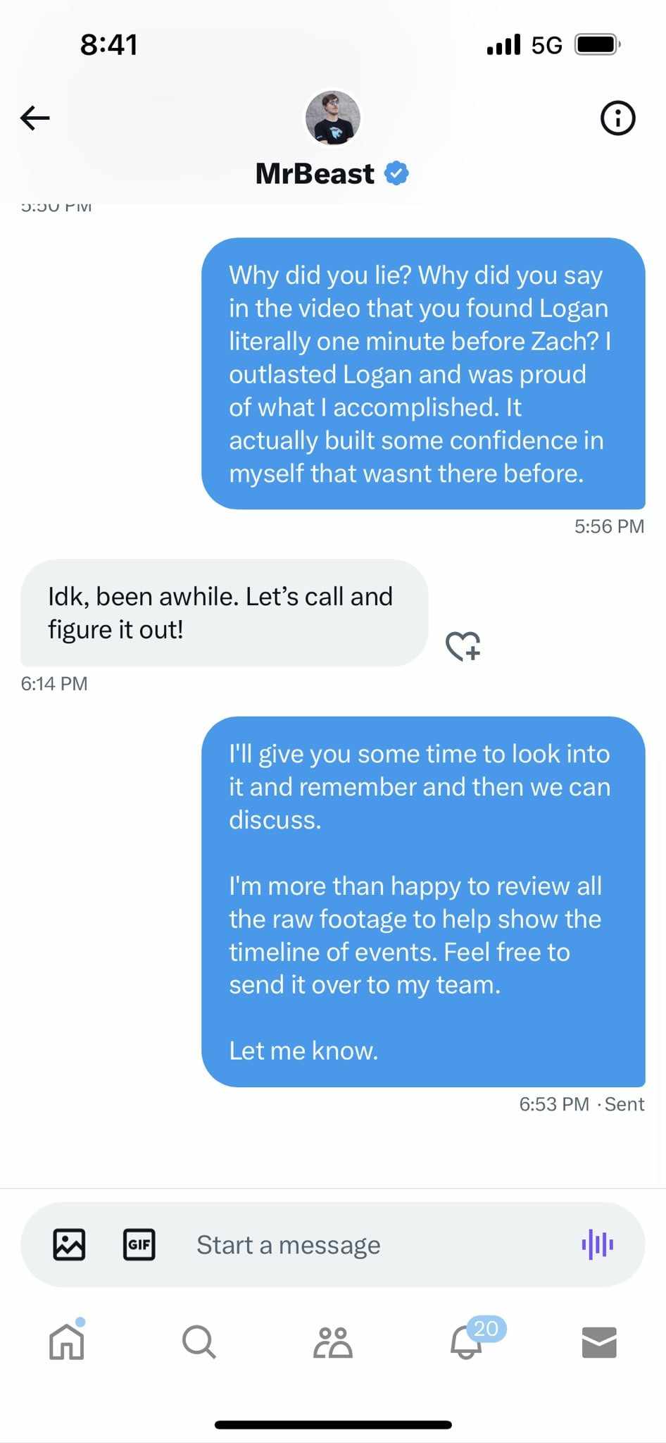 Rosanna Pansino / MrBeast Direct Message 2