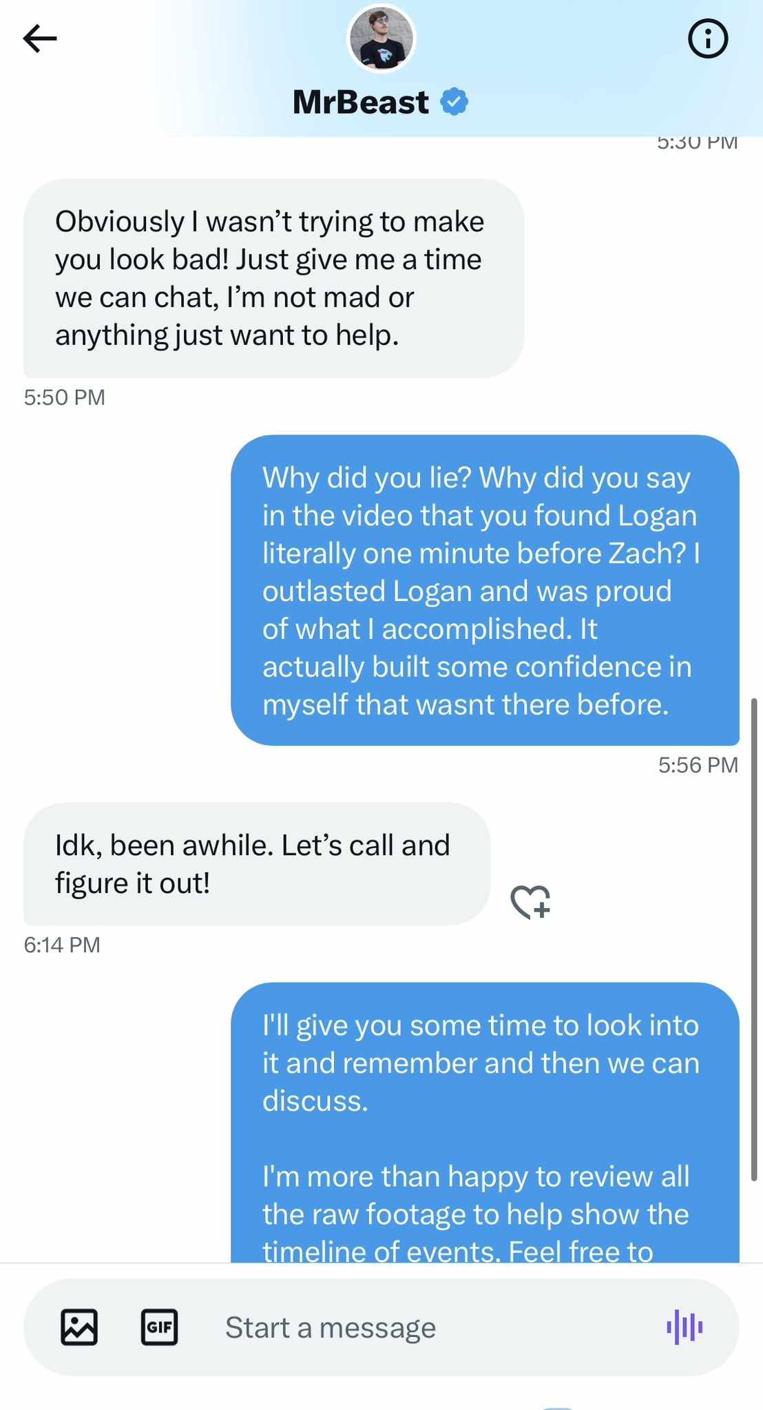 Rosanna Pansino / MrBeast Direct Message 4
