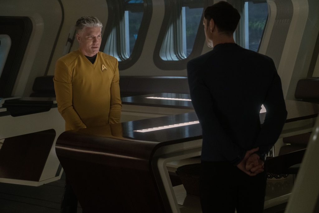 Anson Mount as Capt. Pike and Ethan Peck as Spock appearing in episode 1 The Broken Circle Strange New Worlds