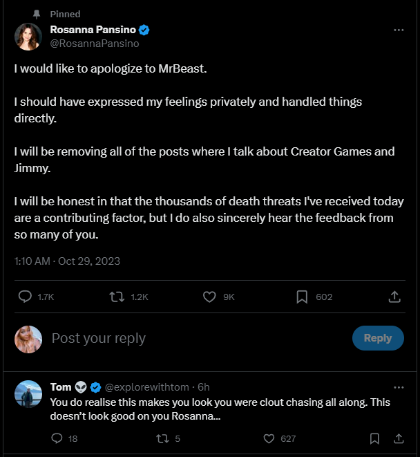 Rosanna Pansino deletes posts about MrBeast